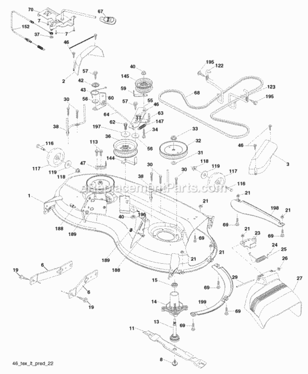 Page F Diagram and Parts List for PB20H46LT 2008-04 Husqvarna Lawn Tractor