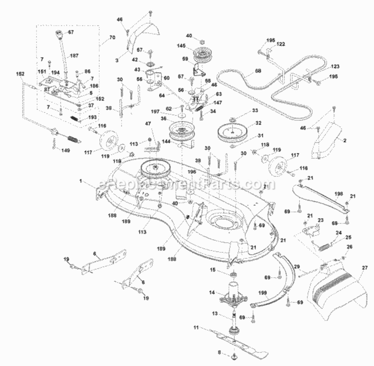 Page F Diagram and Parts List for PB22H46YT 2007-01 Husqvarna Lawn Tractor
