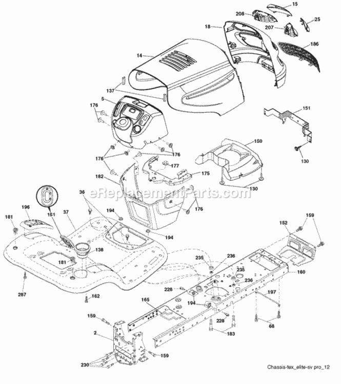 Page A Diagram and Parts List for PB22H46YT 96042003802 2008-01 Husqvarna Lawn Tractor