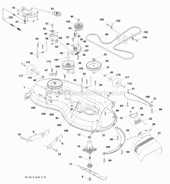 Page F Diagram and Parts List for PB22H46YT 2008-03 Husqvarna Lawn Tractor
