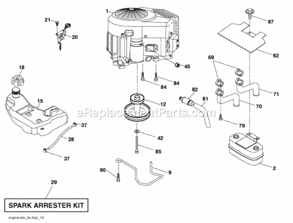 Page E Diagram and Parts List for PB22H46YT 96042003803 2009-09 Husqvarna Lawn Tractor