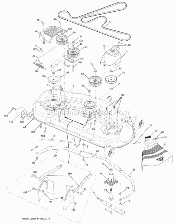 Page F Diagram and Parts List for PB22H54BF 2008-07 Husqvarna Lawn Tractor