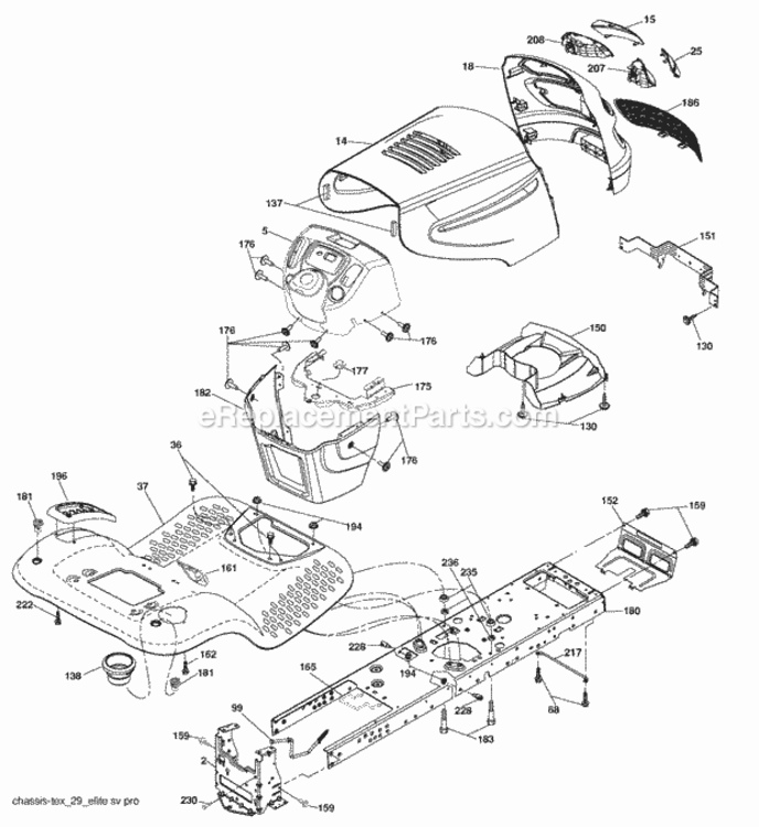 Page A Diagram and Parts List for PB22TH42YT 2007-10 Husqvarna Lawn Tractor