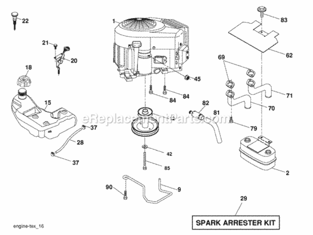 Page E Diagram and Parts List for PB22TH42YT 2008-03 Husqvarna Lawn Tractor