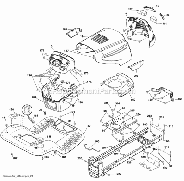 Page A Diagram and Parts List for PB23H48YT 2009-12 Husqvarna Lawn Tractor