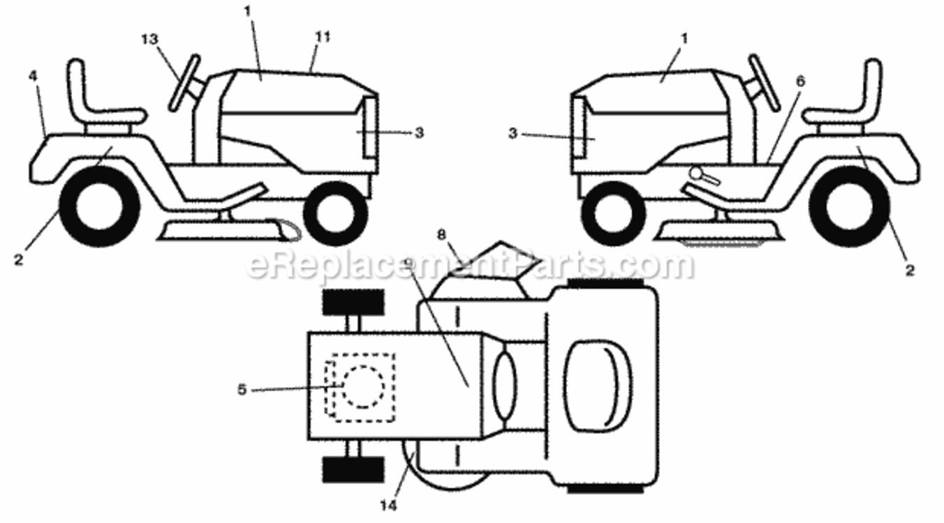 Page B Diagram and Parts List for PB23H48YT 2009-12 Husqvarna Lawn Tractor