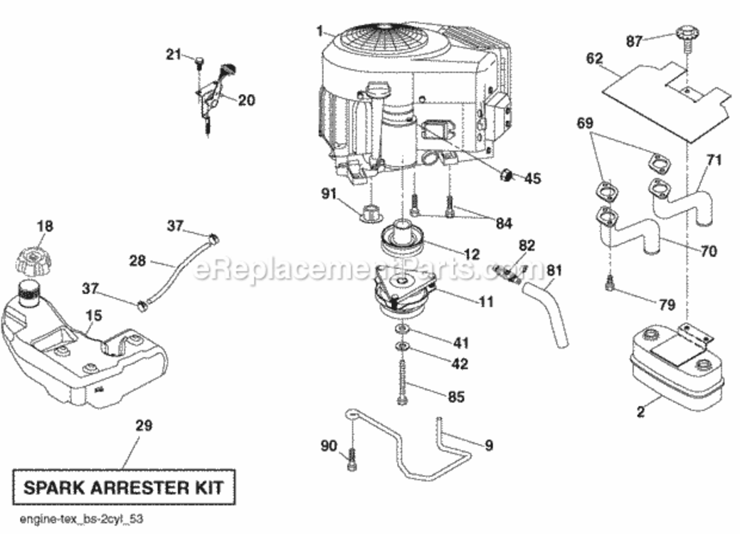 Page E Diagram and Parts List for PB23H48YT 2009-12 Husqvarna Lawn Tractor