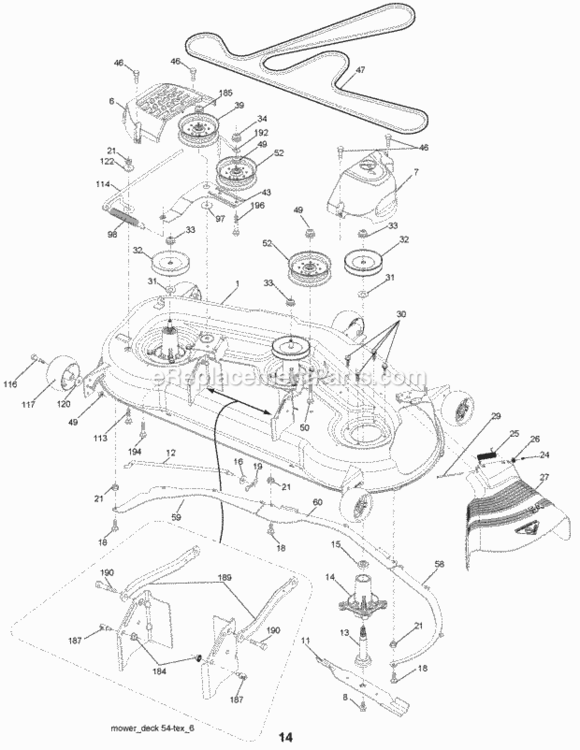 Page F Diagram and Parts List for PB24H54YT 2006-12 Husqvarna Lawn Tractor