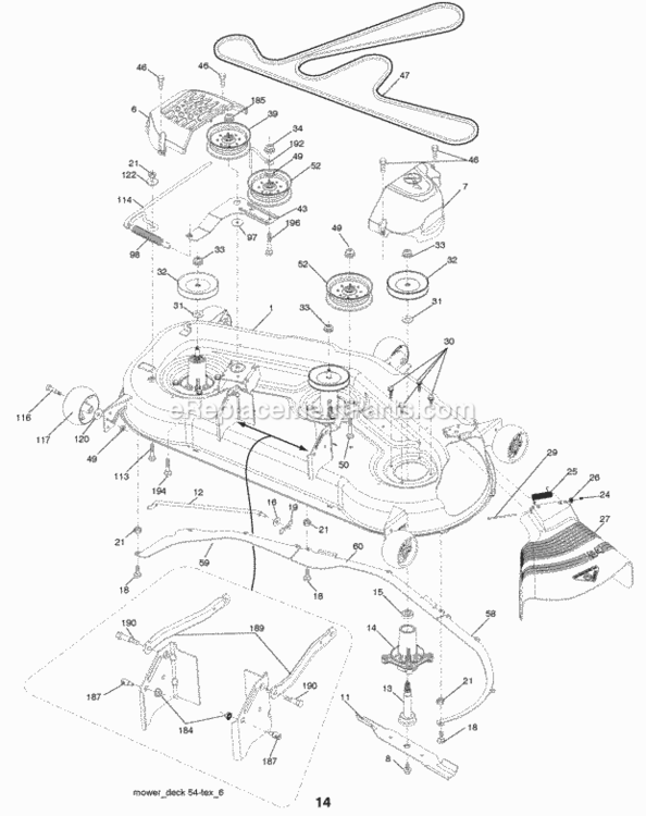 Page F Diagram and Parts List for PB24TH54YT 2007-02 Husqvarna Lawn Tractor