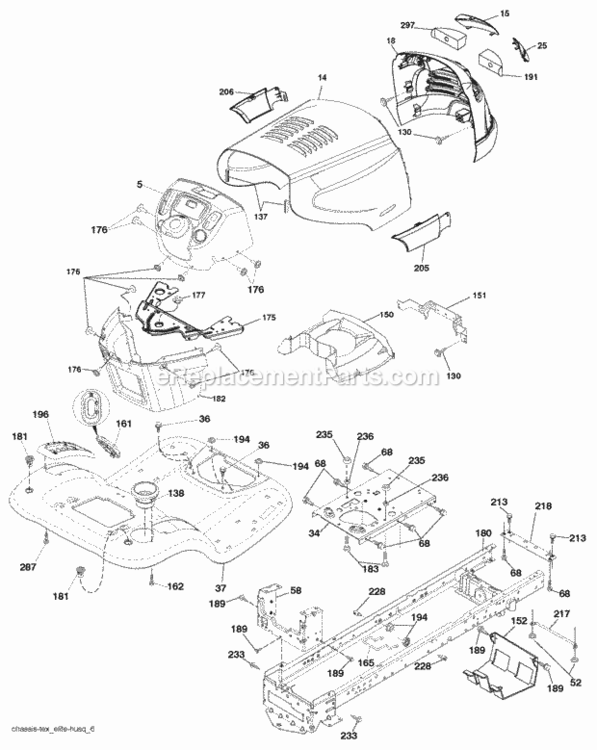 Page A Diagram and Parts List for PB26H54YT 2009-12 Husqvarna Lawn Tractor