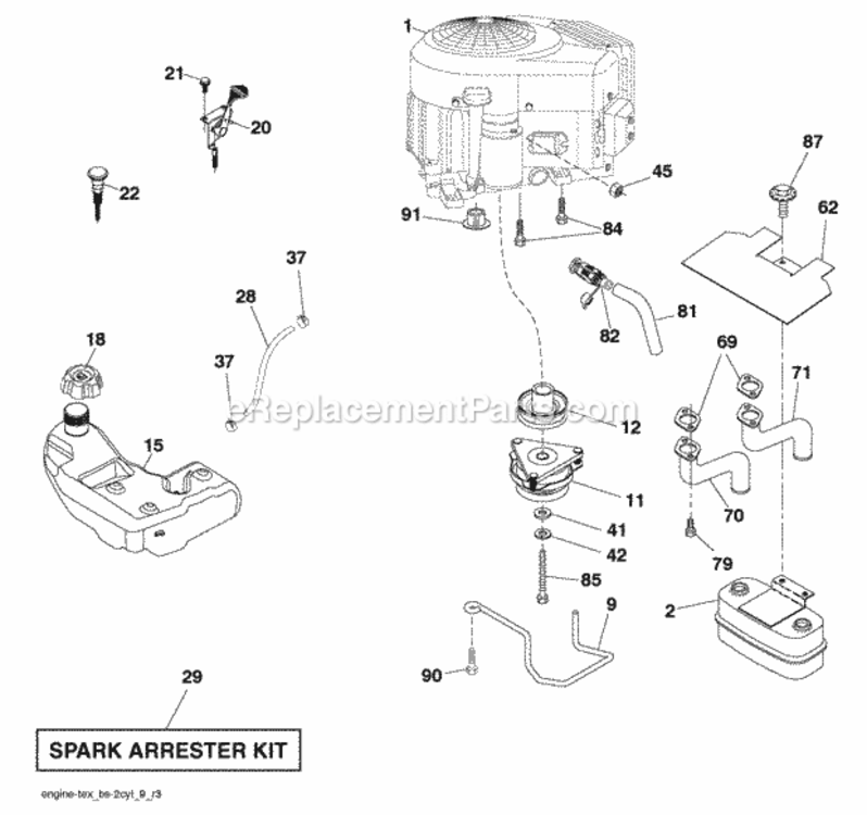 Page E Diagram and Parts List for PBGT26H54 96042011101 2010-04 Husqvarna Lawn Tractor