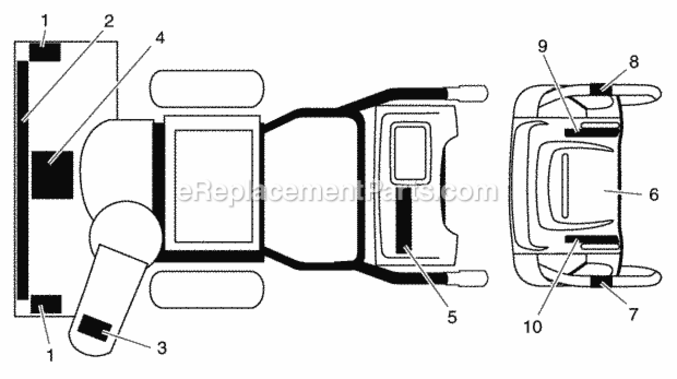 Decals Diagram and Parts List for PO10527ESA 2004 Husqvarna Snow Blower