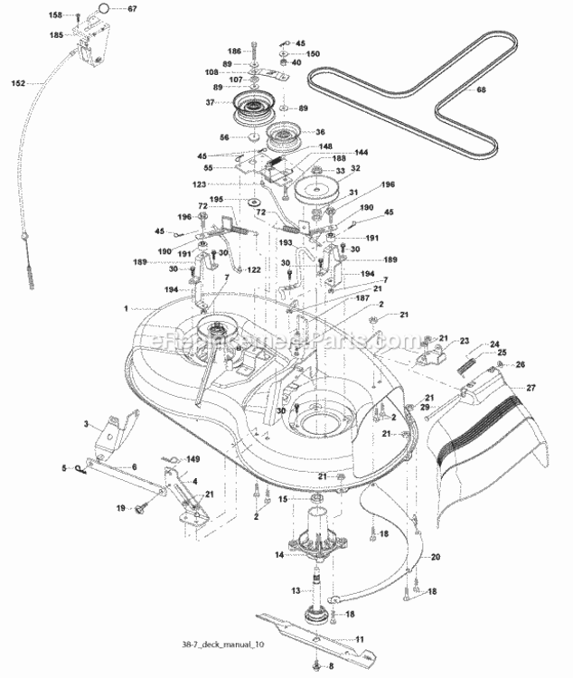 Page F Diagram and Parts List for PO15538LT 2007-09 Husqvarna Lawn Tractor