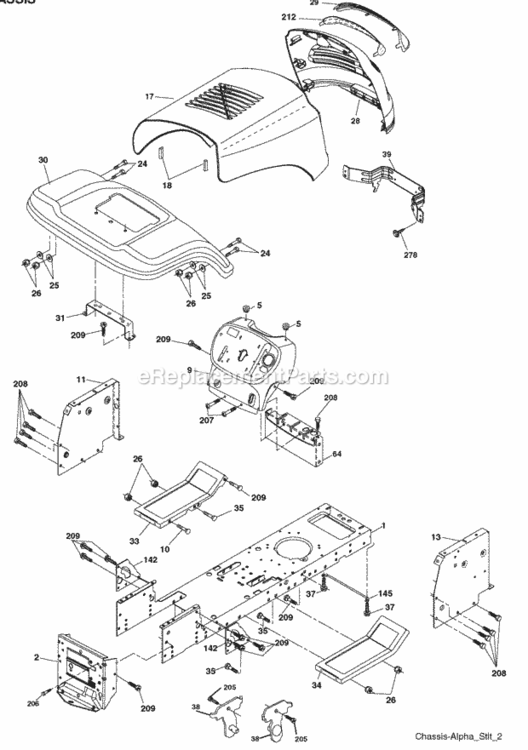 Page A Diagram and Parts List for PO15538LT 2008-09 Husqvarna Lawn Tractor