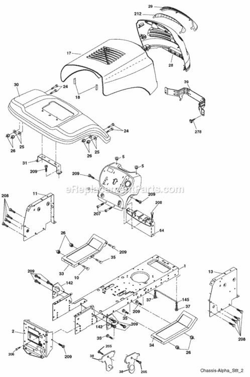 Page A Diagram and Parts List for PO15538LT 2009-11 Husqvarna Lawn Tractor