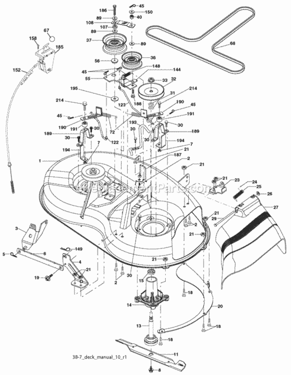 Page F Diagram and Parts List for PO15538LT 2009-11 Husqvarna Lawn Tractor