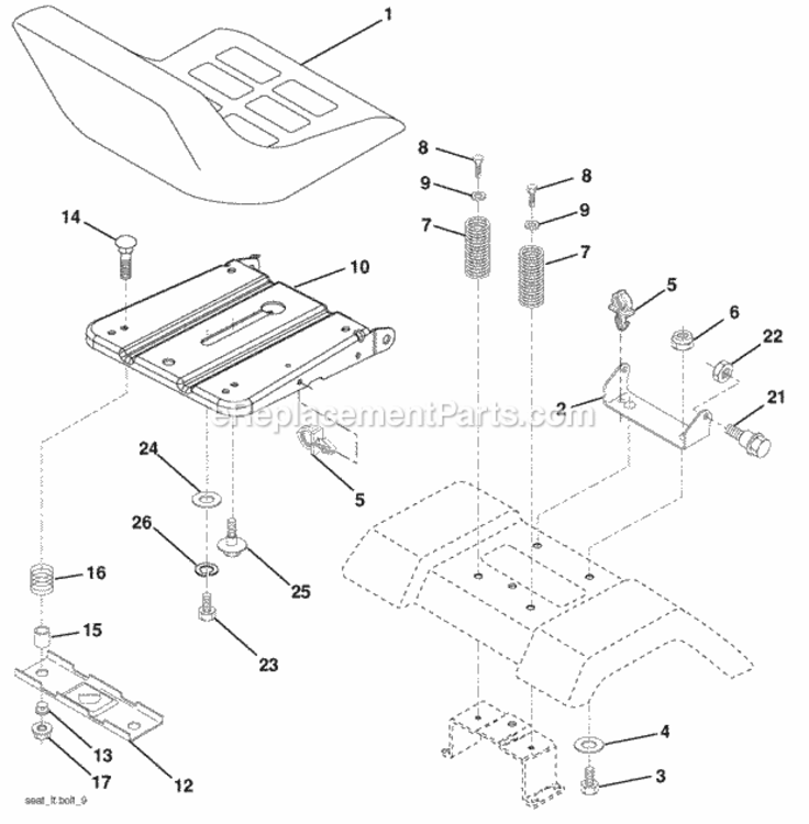 Page H Diagram and Parts List for PO15538LT 2009-11 Husqvarna Lawn Tractor