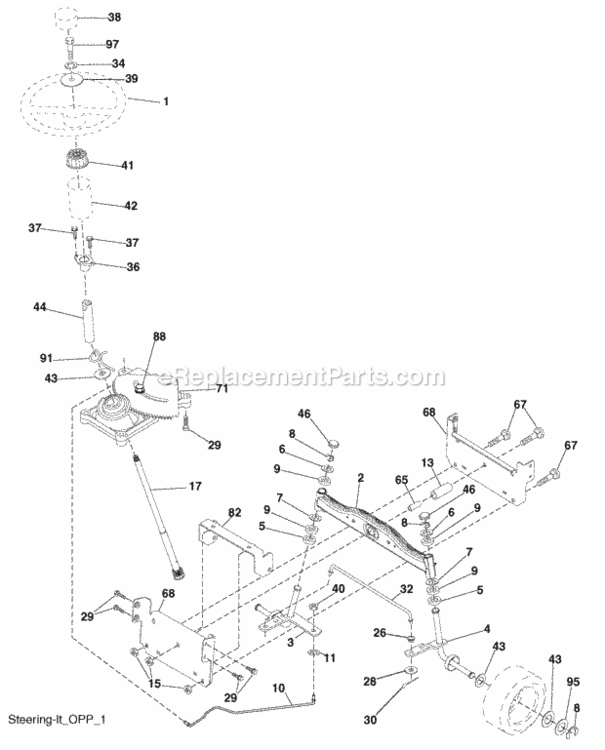 Page M Diagram and Parts List for PO15542LT 2008-05 Husqvarna Lawn Tractor