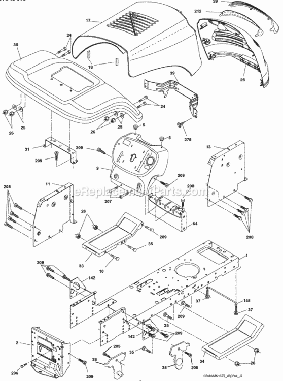 Page B Diagram and Parts List for PO15542LT 2008-05 Husqvarna Lawn Tractor