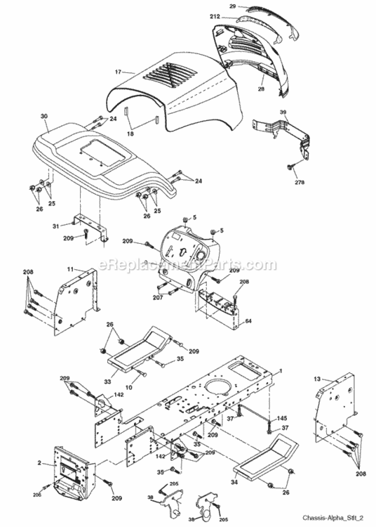 Page A Diagram and Parts List for PO17542LT 2008-01 Husqvarna Lawn Tractor