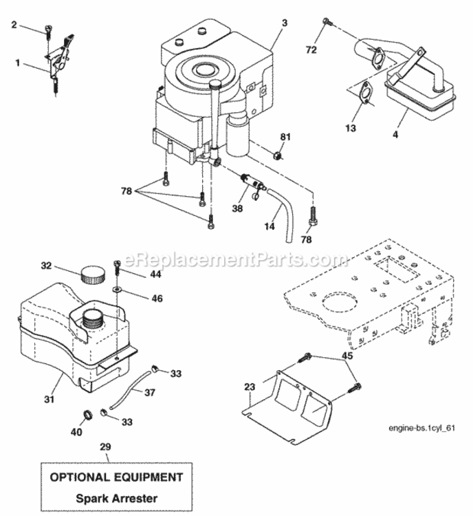 Page E Diagram and Parts List for PO17542LT 2008-01 Husqvarna Lawn Tractor