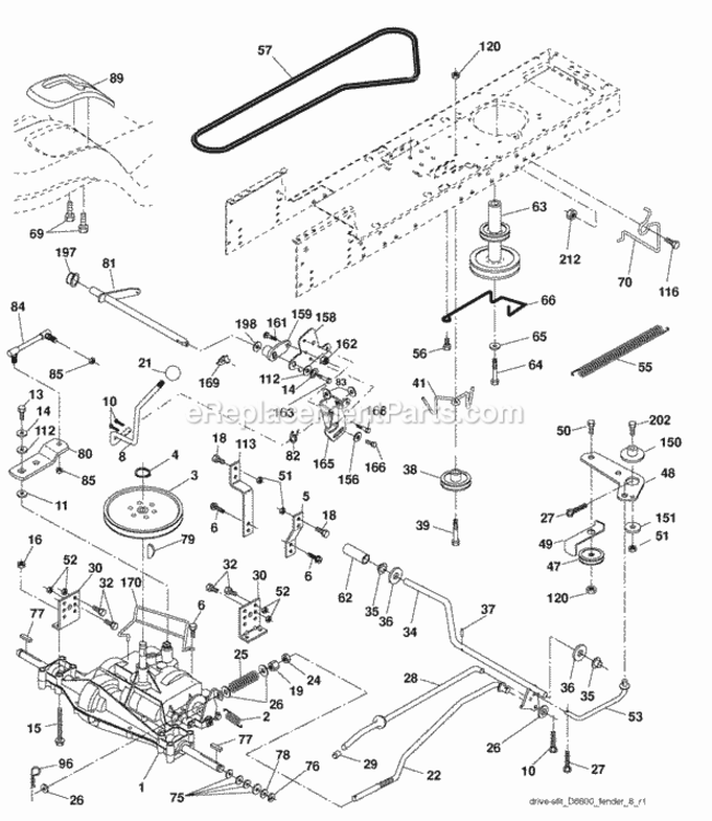 Page C Diagram and Parts List for PO17542LT 2008-06 Husqvarna Lawn Tractor