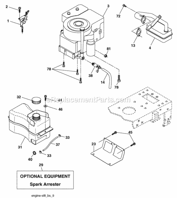 Page E Diagram and Parts List for PO17542LT 2008-06 Husqvarna Lawn Tractor