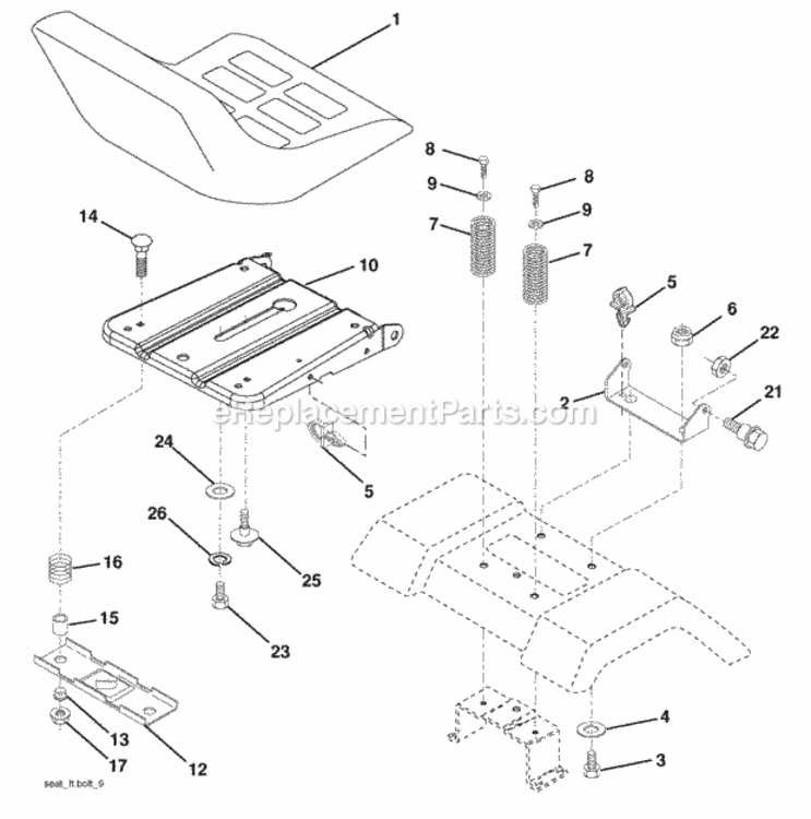 Page H Diagram and Parts List for PO17542LT 2008-06 Husqvarna Lawn Tractor