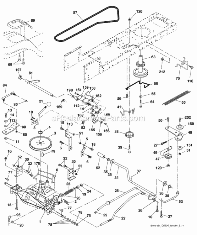 Page C Diagram and Parts List for PO17542LT 2008-10 Husqvarna Lawn Tractor