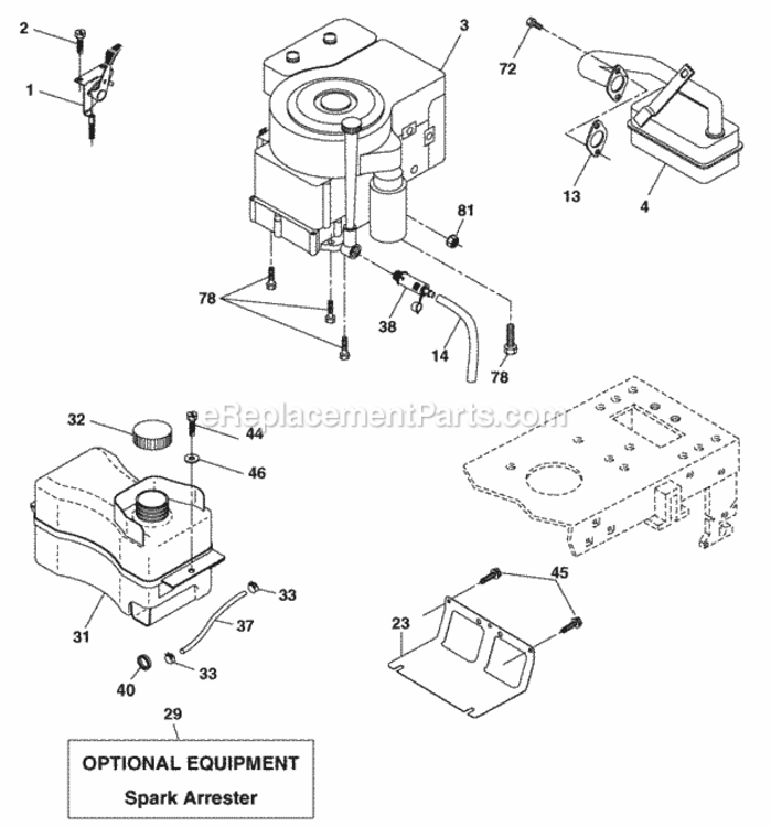 Page E Diagram and Parts List for PO17542LT 2008-10 Husqvarna Lawn Tractor