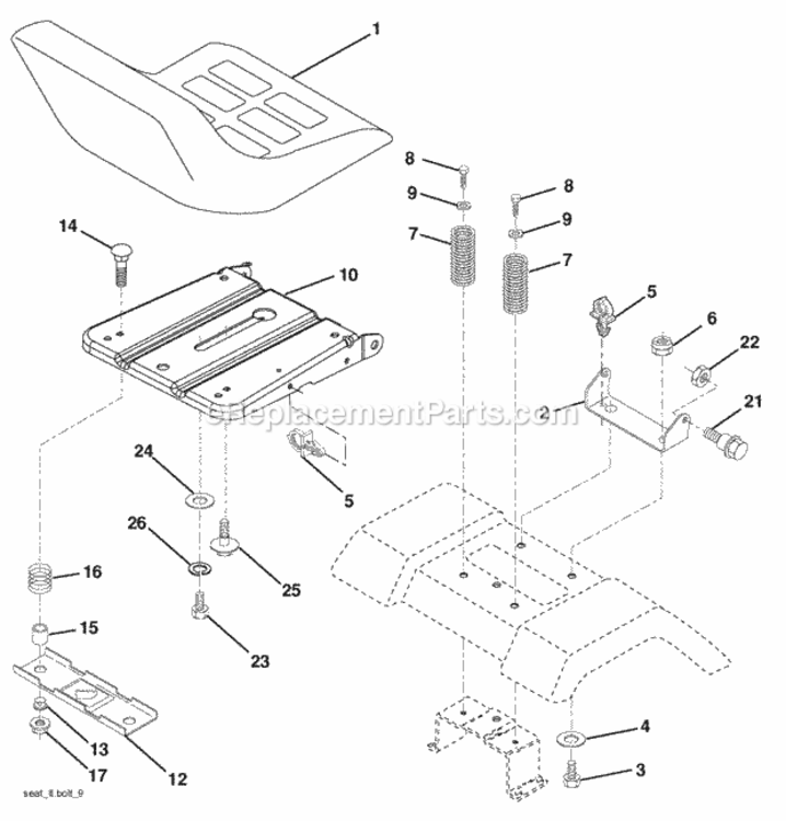 Page H Diagram and Parts List for PO17542LT 2008-10 Husqvarna Lawn Tractor