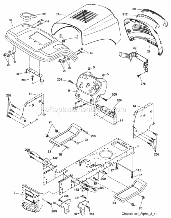 Page A Diagram and Parts List for PO17542LT 2010-02 Husqvarna Lawn Tractor