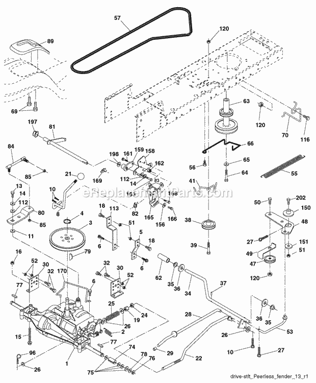 Page C Diagram and Parts List for PO17542LT 2010-02 Husqvarna Lawn Tractor