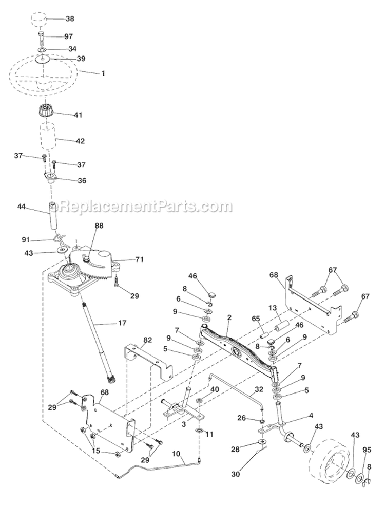 Page E Diagram and Parts List for PO17542LT 440607 Husqvarna Lawn Tractor