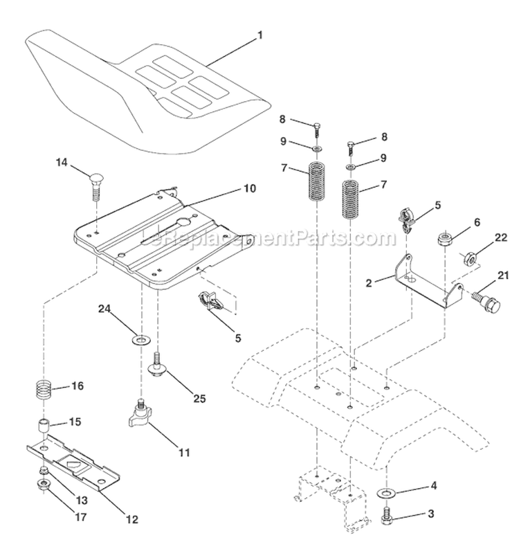Page H Diagram and Parts List for PO17542LT 440607 Husqvarna Lawn Tractor