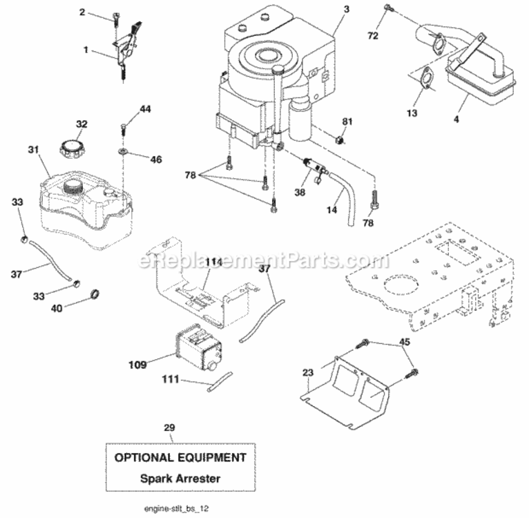 Page E Diagram and Parts List for PO18542LT 2008-11 Husqvarna Lawn Tractor