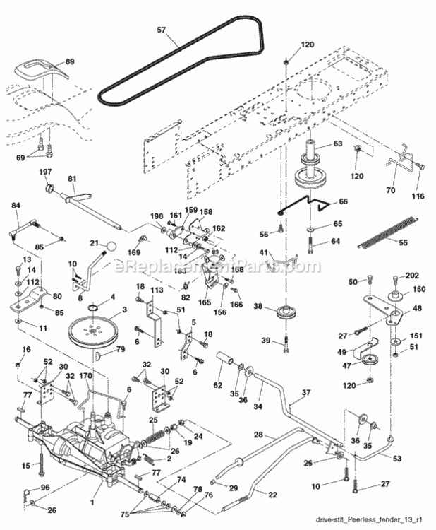 Page C Diagram and Parts List for PO18542LT 2009-09 Husqvarna Lawn Tractor