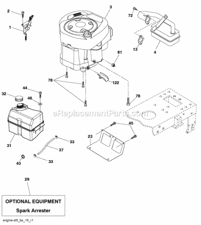 Page E Diagram and Parts List for PO18542LT 2009-09 Husqvarna Lawn Tractor