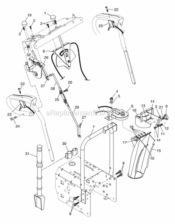 Control_Panel__Discharge_Chute Diagram and Parts List for PO8527ESA 2004 Husqvarna Snow Blower