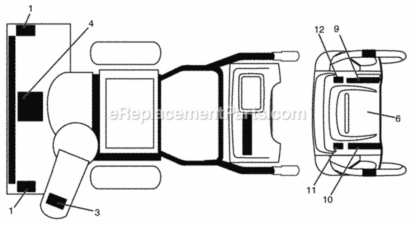 Decals Diagram and Parts List for PP1150E27 2009-07 Husqvarna Snow Blower