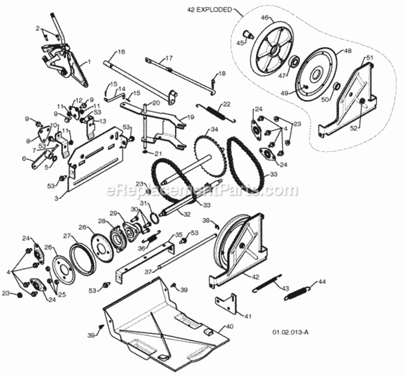 Drive Diagram and Parts List for PP1150E27 2009-07 Husqvarna Snow Blower