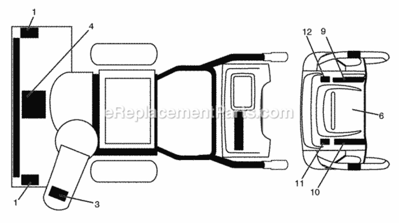 Decals Diagram and Parts List for PP1330ES 2009-08 Husqvarna Snow Blower