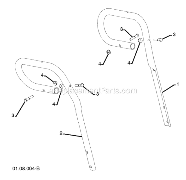 Handles Diagram and Parts List for PP1330ES 2009-08 Husqvarna Snow Blower