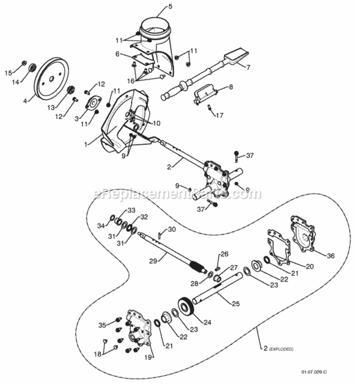 Page C Diagram and Parts List for PP265E27 2009-08 Husqvarna Snow Blower