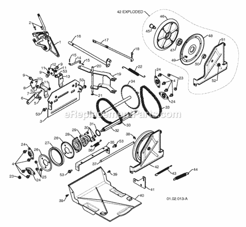 Drive Diagram and Parts List for PP291E27 2010-07 Husqvarna Snow Blower