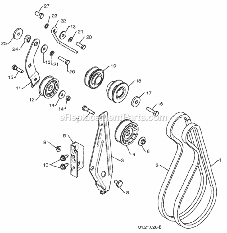 Chassis__Engine__Pulleys Diagram and Parts List for PP291EPS27 2010-04 Husqvarna Snow Blower
