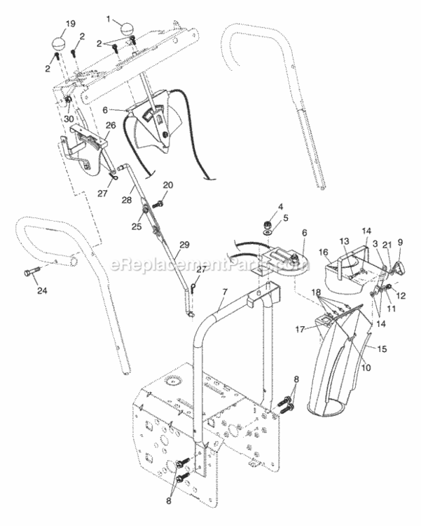 Control_Panel__Discharge_Chute Diagram and Parts List for PP524A 2003 Husqvarna Snow Blower