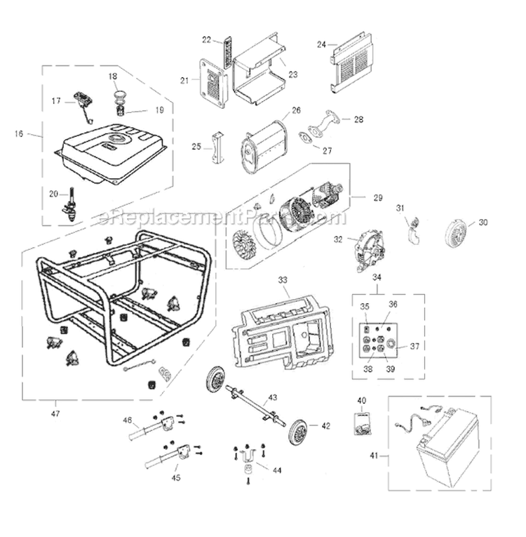 Page B Diagram and Parts List for PP6600E  Husqvarna Generator
