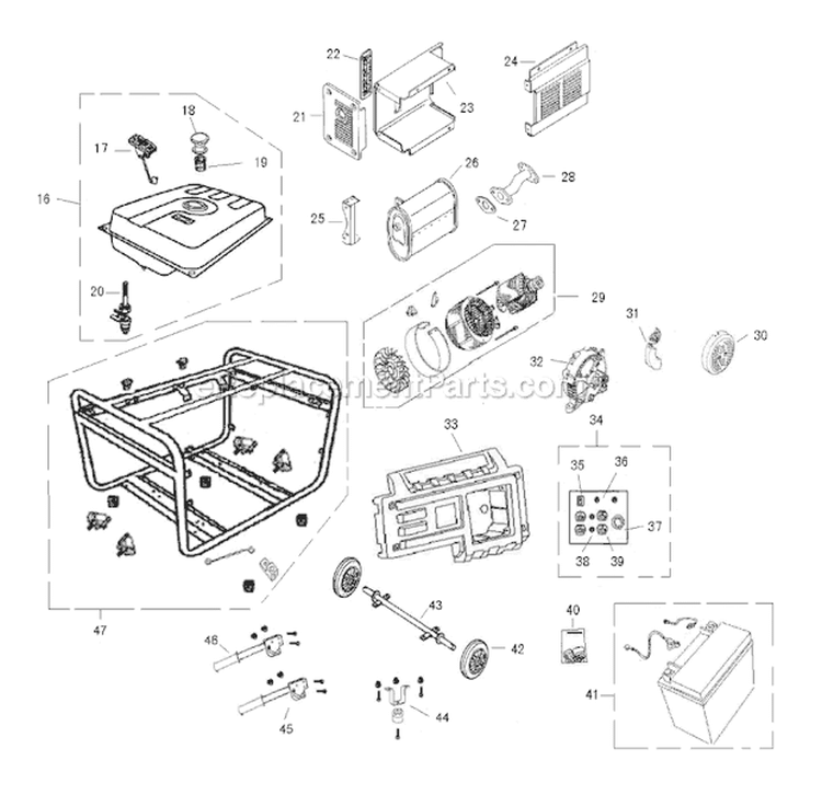 Page B Diagram and Parts List for PP6600  Husqvarna Generator