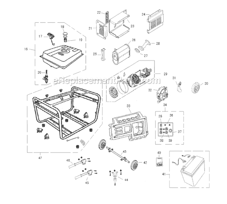 Page B Diagram and Parts List for PP7600E  Husqvarna Generator